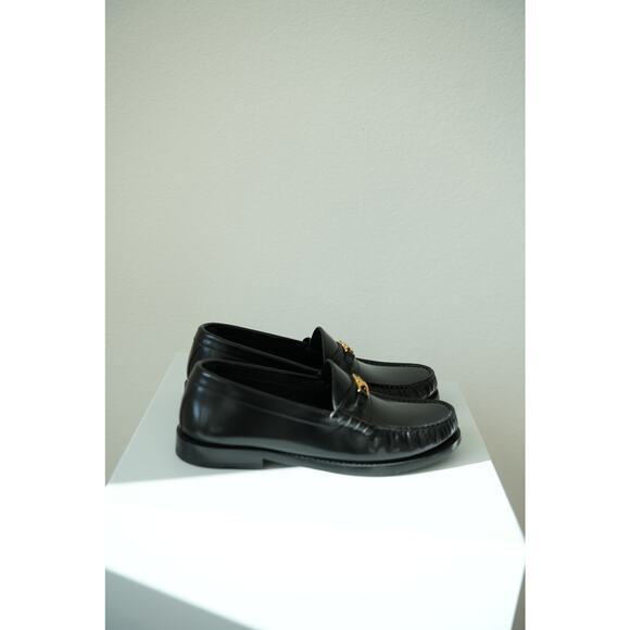 Celine Triomphe Logo-Embellished Polished-Leather Loafers (Size 37) - Picture 4 of 6